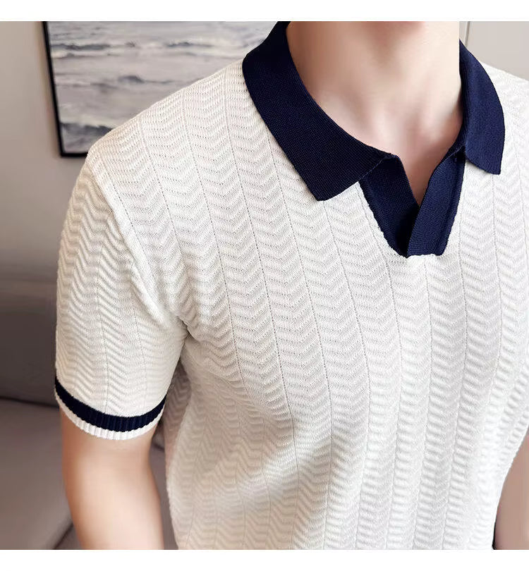 Frost White Aura Knit Polo by Emporeo