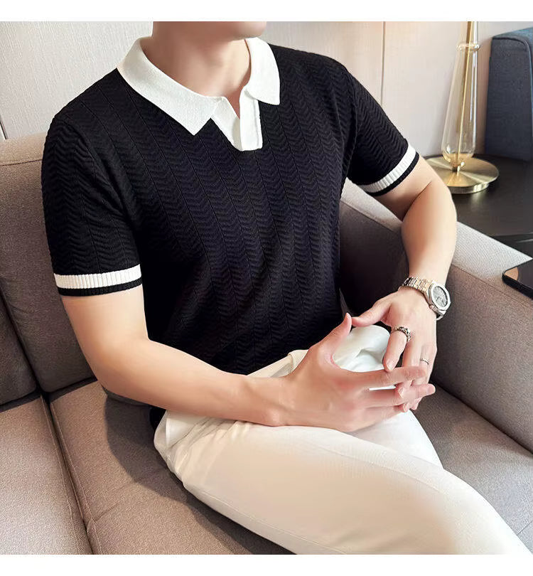 Jet Black Aura Knit Polo by Emporeo