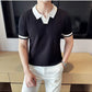 Jet Black Aura Knit Polo by Emporeo