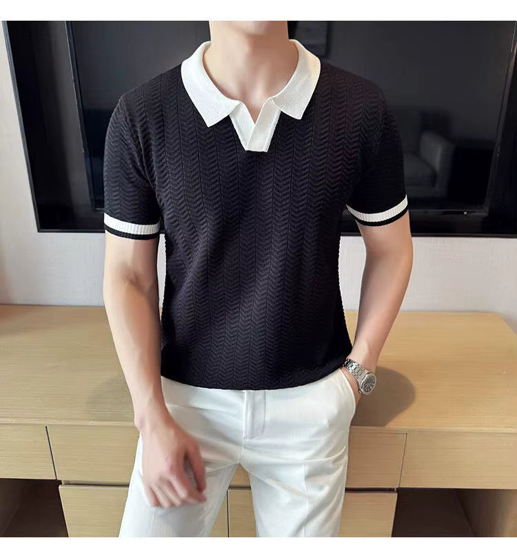 Jet Black Aura Knit Polo by Emporeo