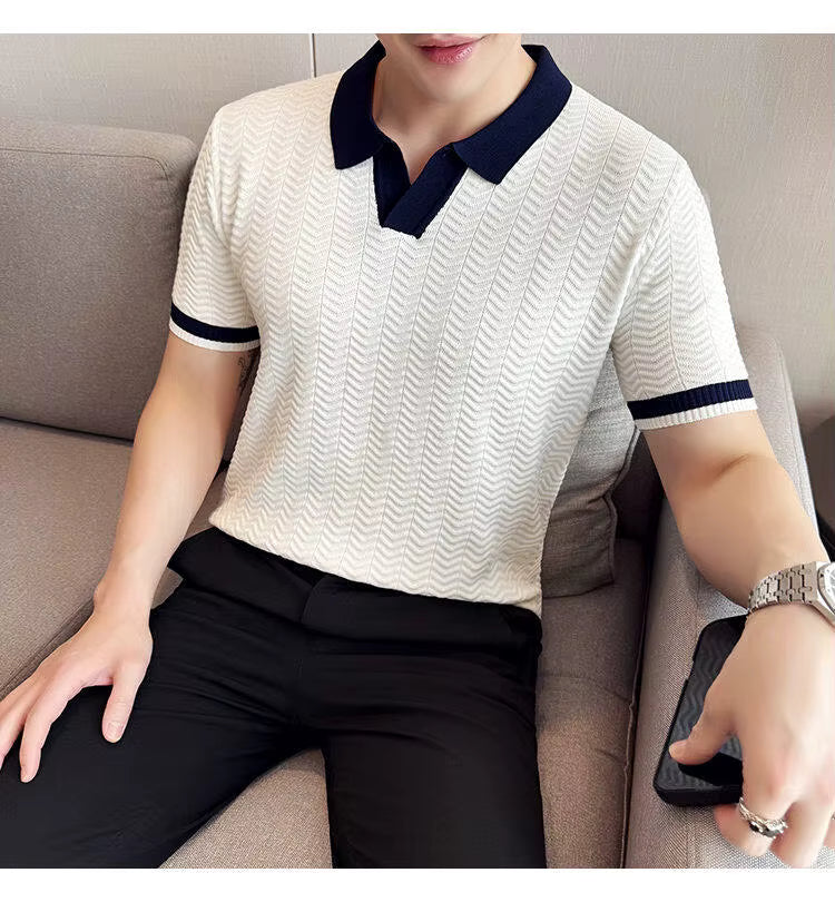 Frost White Aura Knit Polo by Emporeo