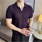 Deep Purple Textured Knit Polo by Emoporeo