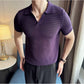 Deep Purple Textured Knit Polo by Emoporeo