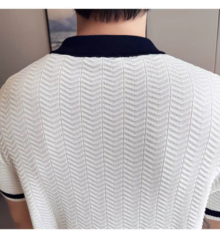 Frost White Aura Knit Polo by Emporeo