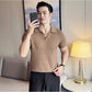 Light Brown Textured Knit Polo by Emporeo