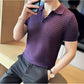 Deep Purple Textured Knit Polo by Emoporeo