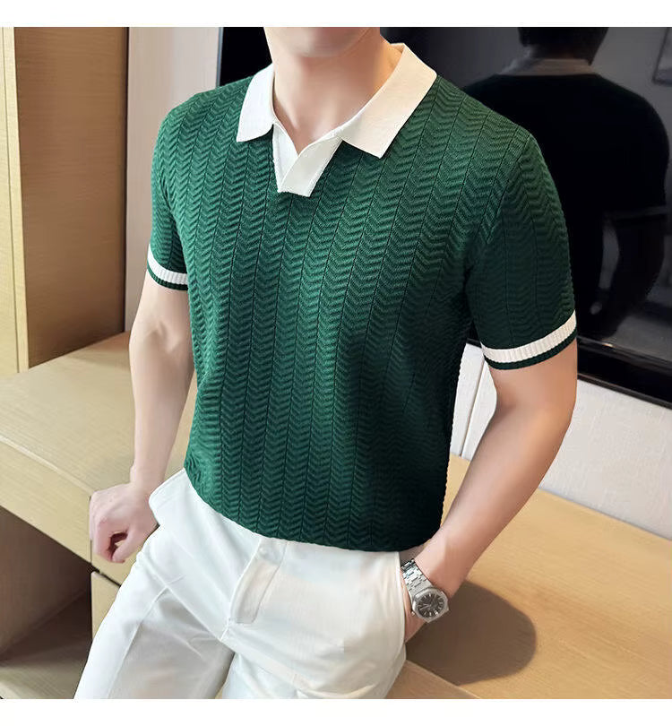 Bottle Green Aura Knit Polo by Emporeo