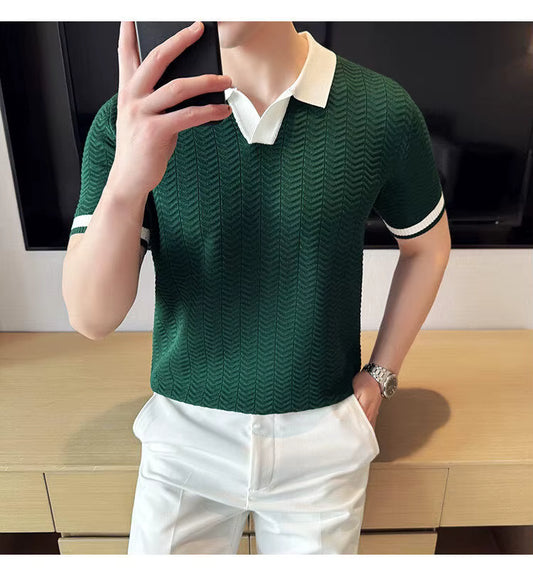 Bottle Green Aura Knit Polo by Emporeo