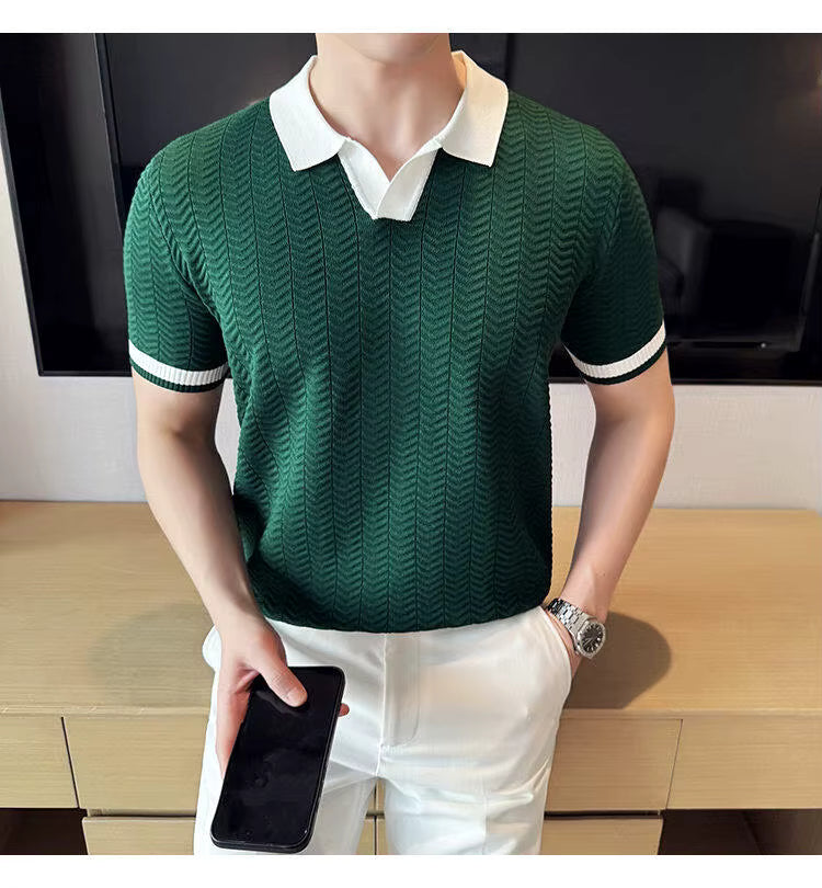Bottle Green Aura Knit Polo by Emporeo