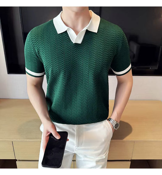 Bottle Green Aura Knit Polo by Emporeo