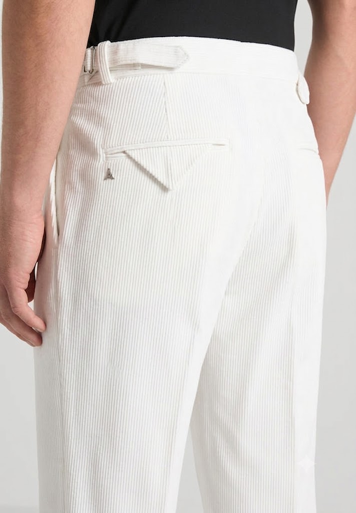 White Two Pleated Relaxed Fit Corduroy Trouser by Emporeo