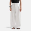White Drape Pleated Baggy Tailored Trouser by Emporeo