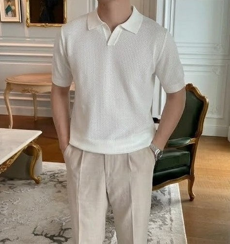 White Royal Knit Polo by Emporeo