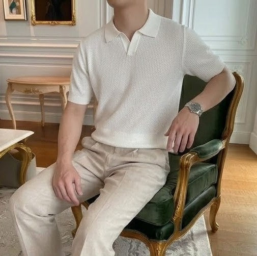 White Royal Knit Polo by Emporeo