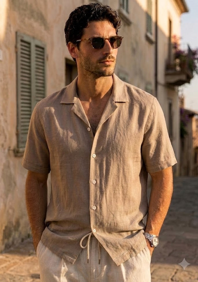 Men's Vizon Linen Cuban Collar Shirt – Premium Resort & Beach Linen Shirt
