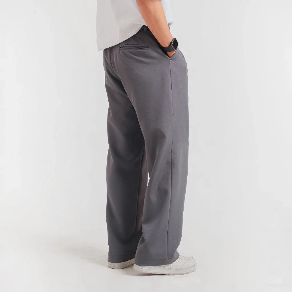 Grey Elite Belted Baggy Tailored Trouser by Emporeo