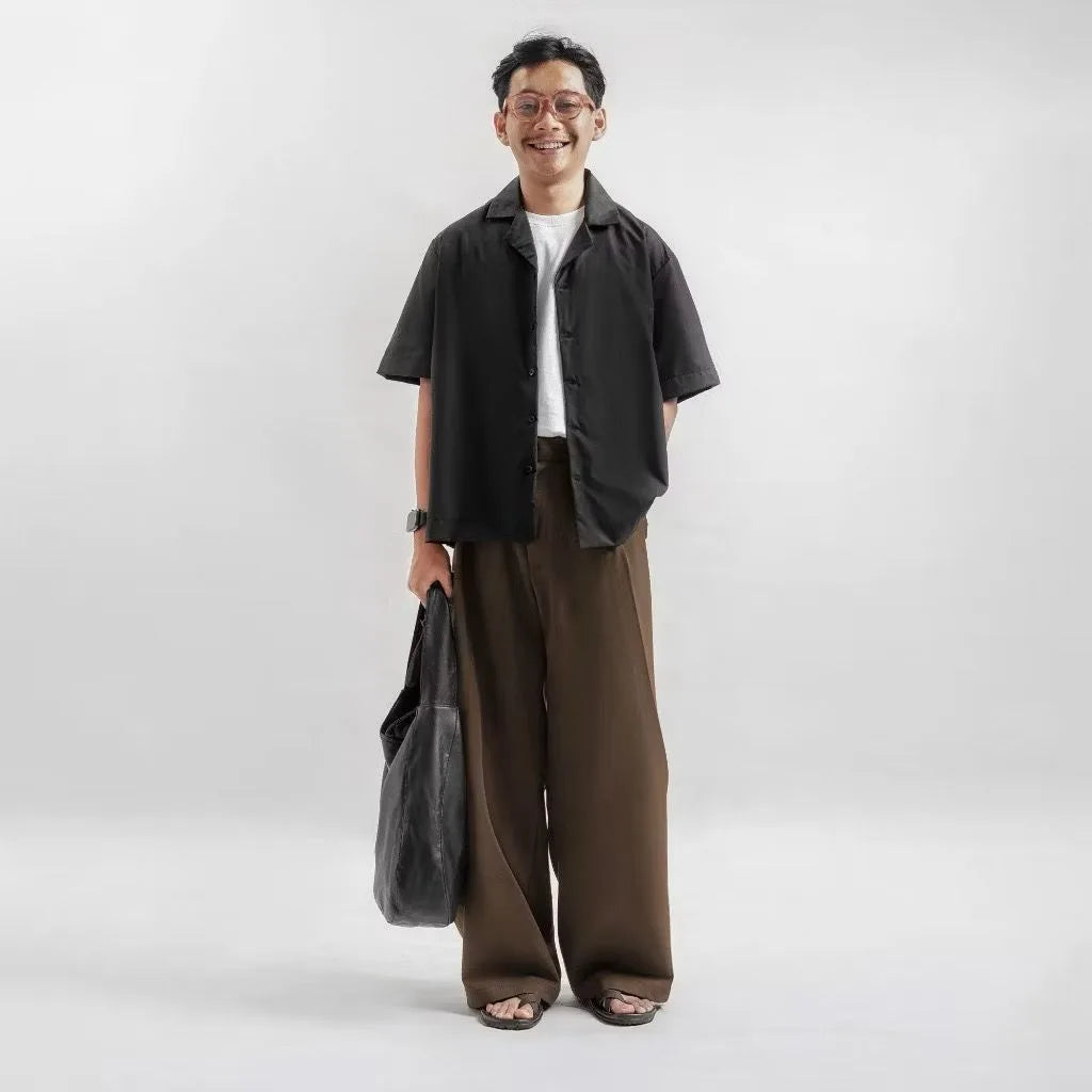 Brown Drape Pleated Baggy Tailored Trouser by Emporeo