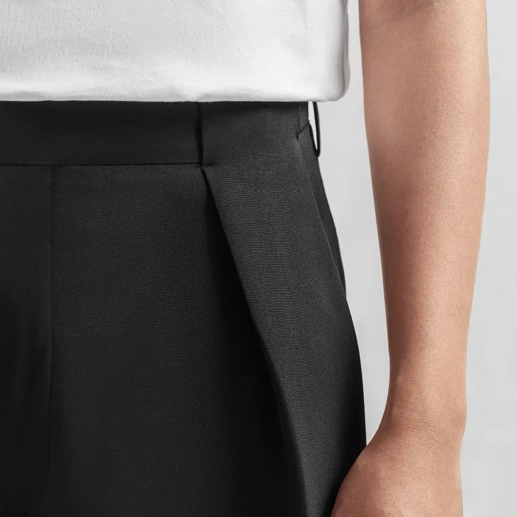 Black Drape Pleated Baggy Tailored Trouser by Emporeo