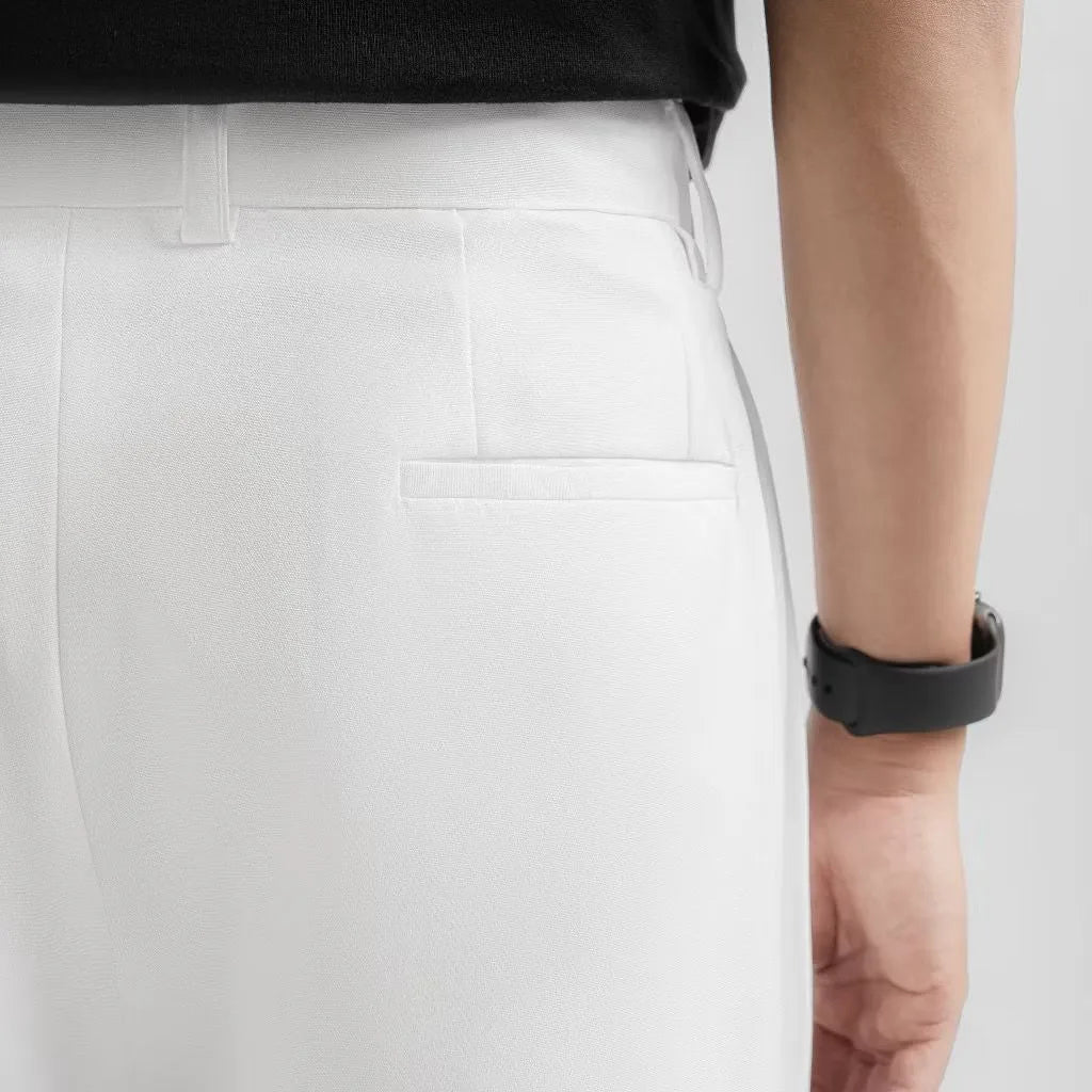 White Drape Pleated Baggy Tailored Trouser by Emporeo
