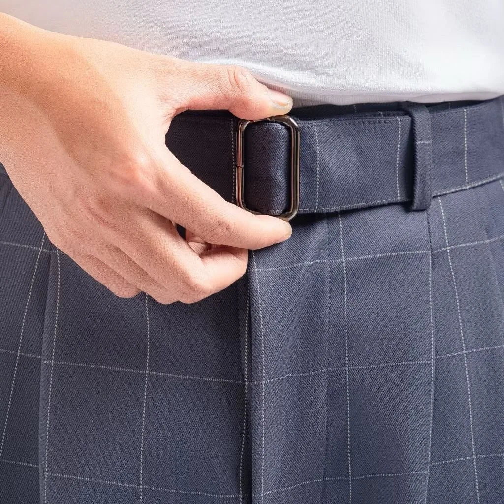 Grey Check Elite Belted Baggy Tailored Trouser by Emporeo