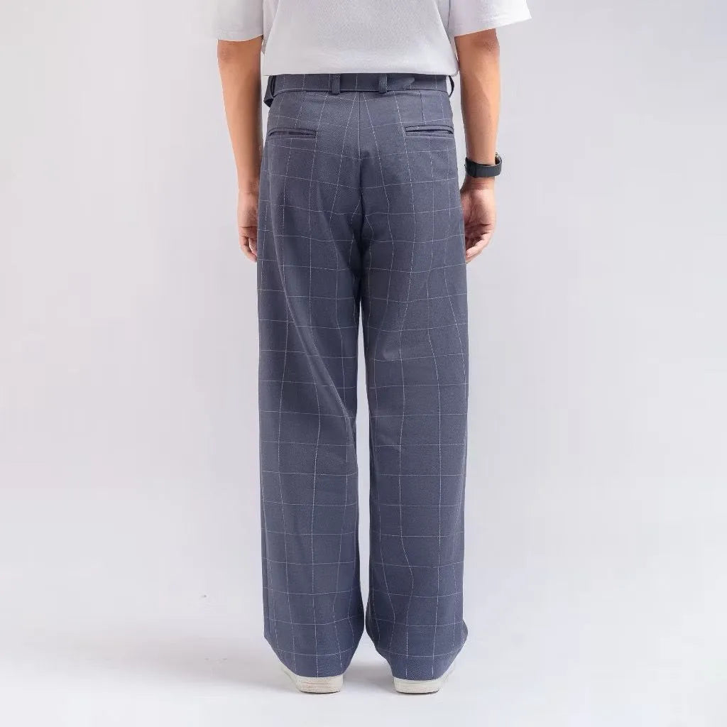 Grey Check Elite Belted Baggy Tailored Trouser by Emporeo