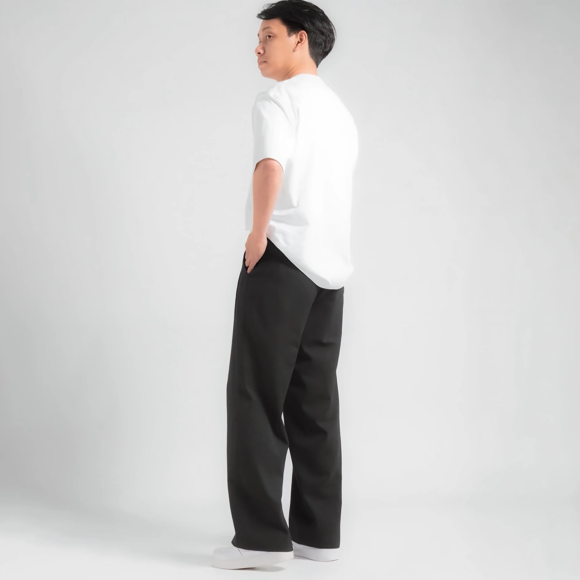 Black Elite Belted Baggy Tailored Trouser by Emporeo