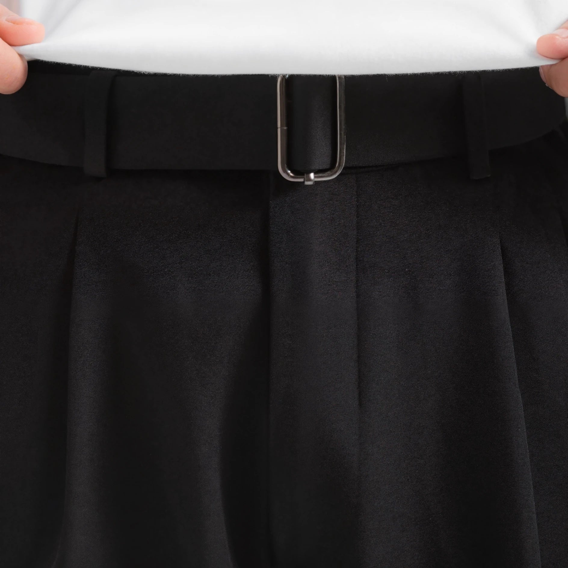 Black Elite Belted Baggy Tailored Trouser by Emporeo