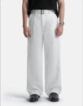 White Elite Belted Baggy Tailored Trouser by Emporeo