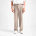 Beige Elite Belted Baggy Tailored Trouser by Emporeo