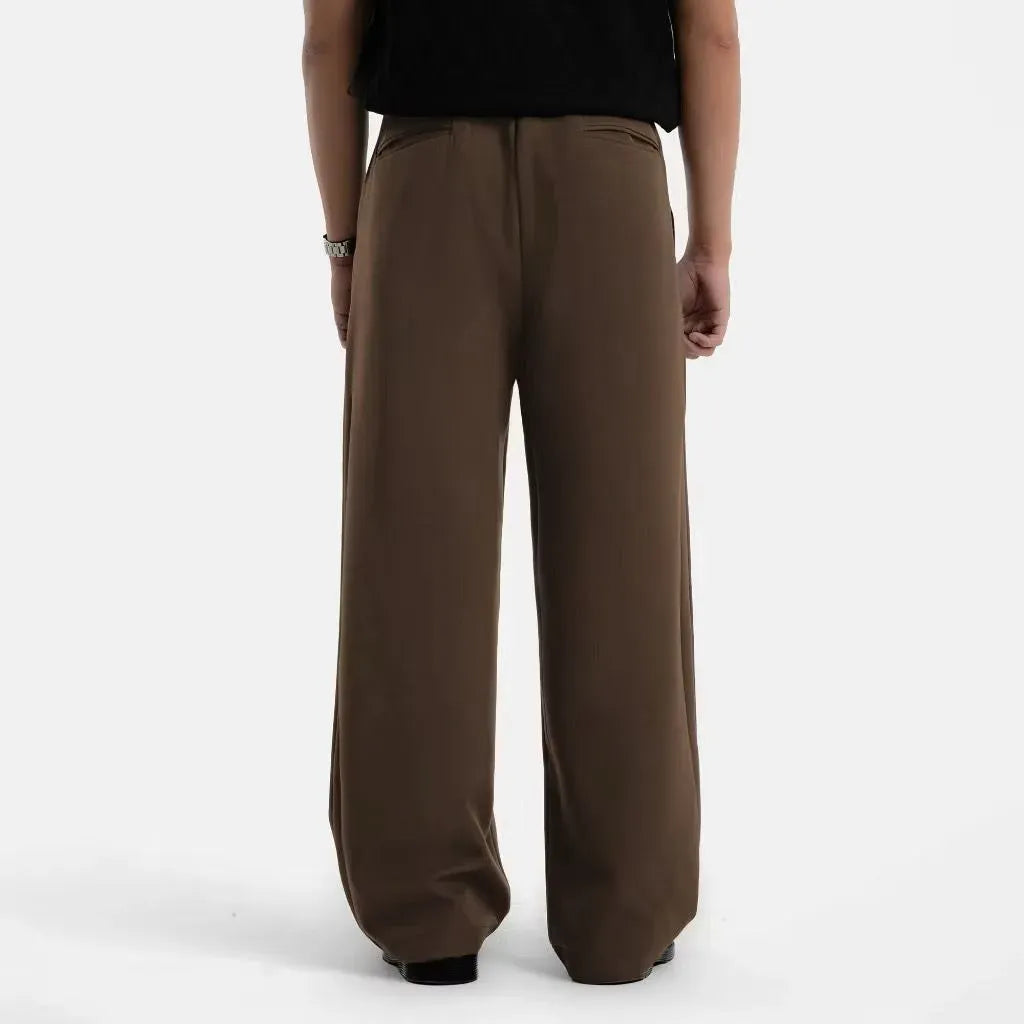 Brown Elite Belted Baggy Tailored Trouser by Emporeo