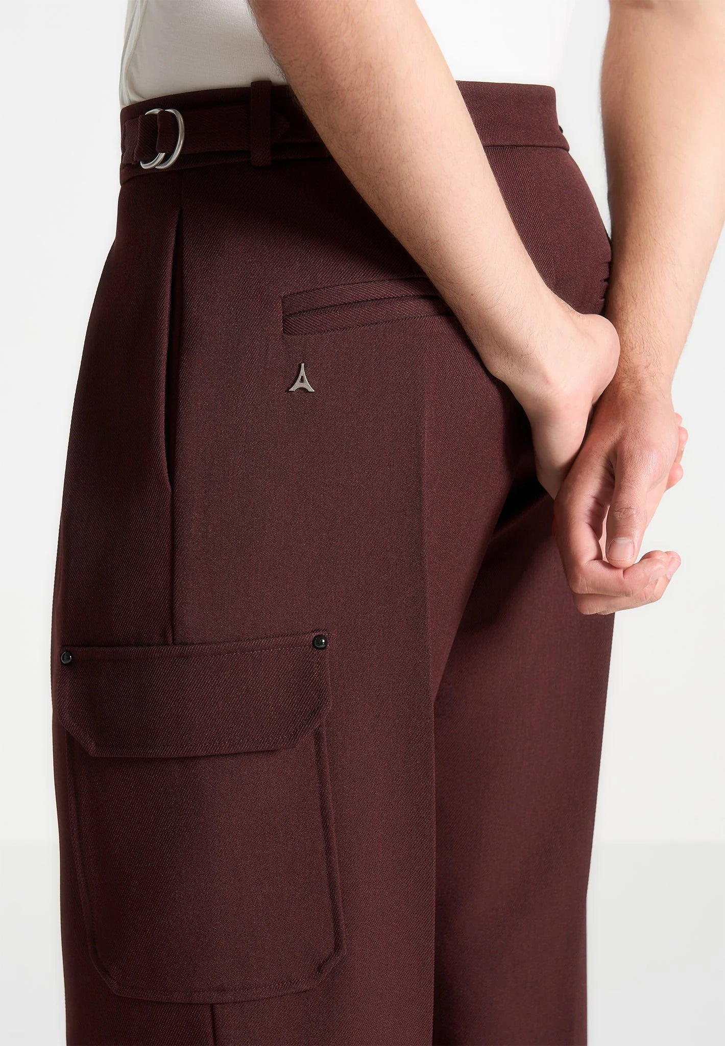 Wine Relaxed Fit Twill Pocket Trouser By Emporeo
