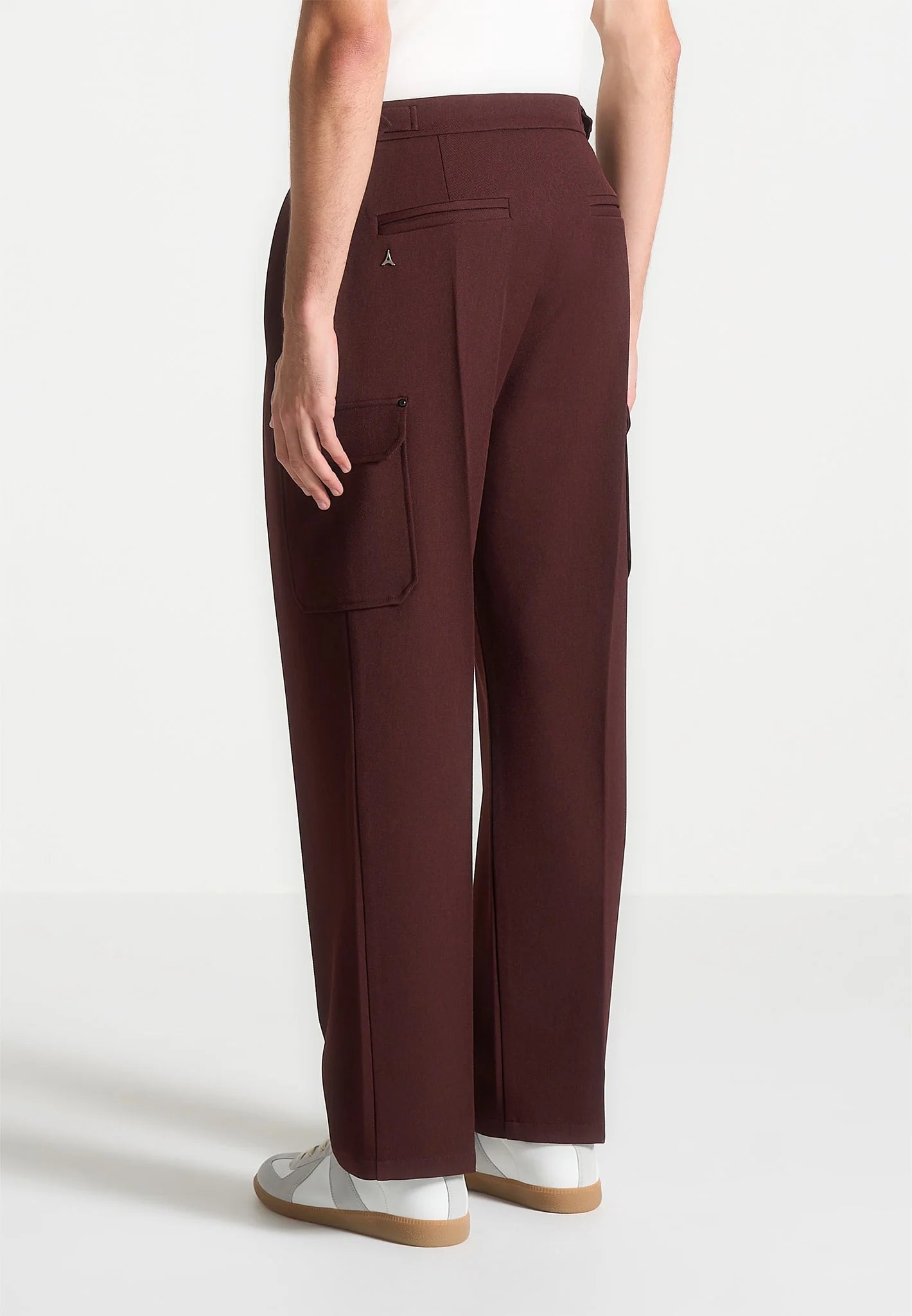 Wine Relaxed Fit Twill Pocket Trouser By Emporeo