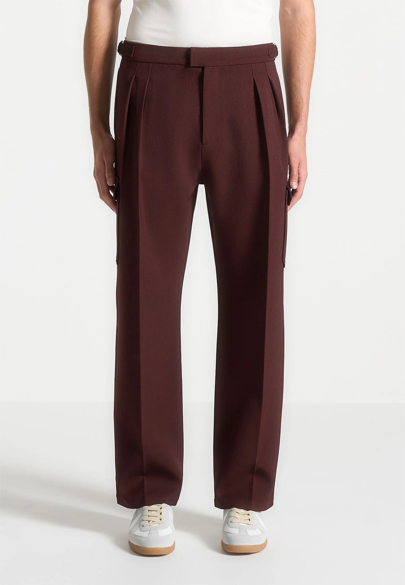 Wine Relaxed Fit Twill Pocket Trouser By Emporeo
