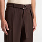 Brown Relaxed Fit Belted Tailored Trousers By Emporeo
