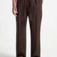 Brown Relaxed Fit Belted Tailored Trousers By Emporeo